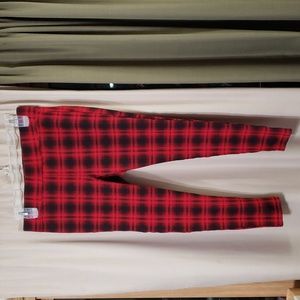 LOFT Plaid Ponte Leggings Red/Black Size Large